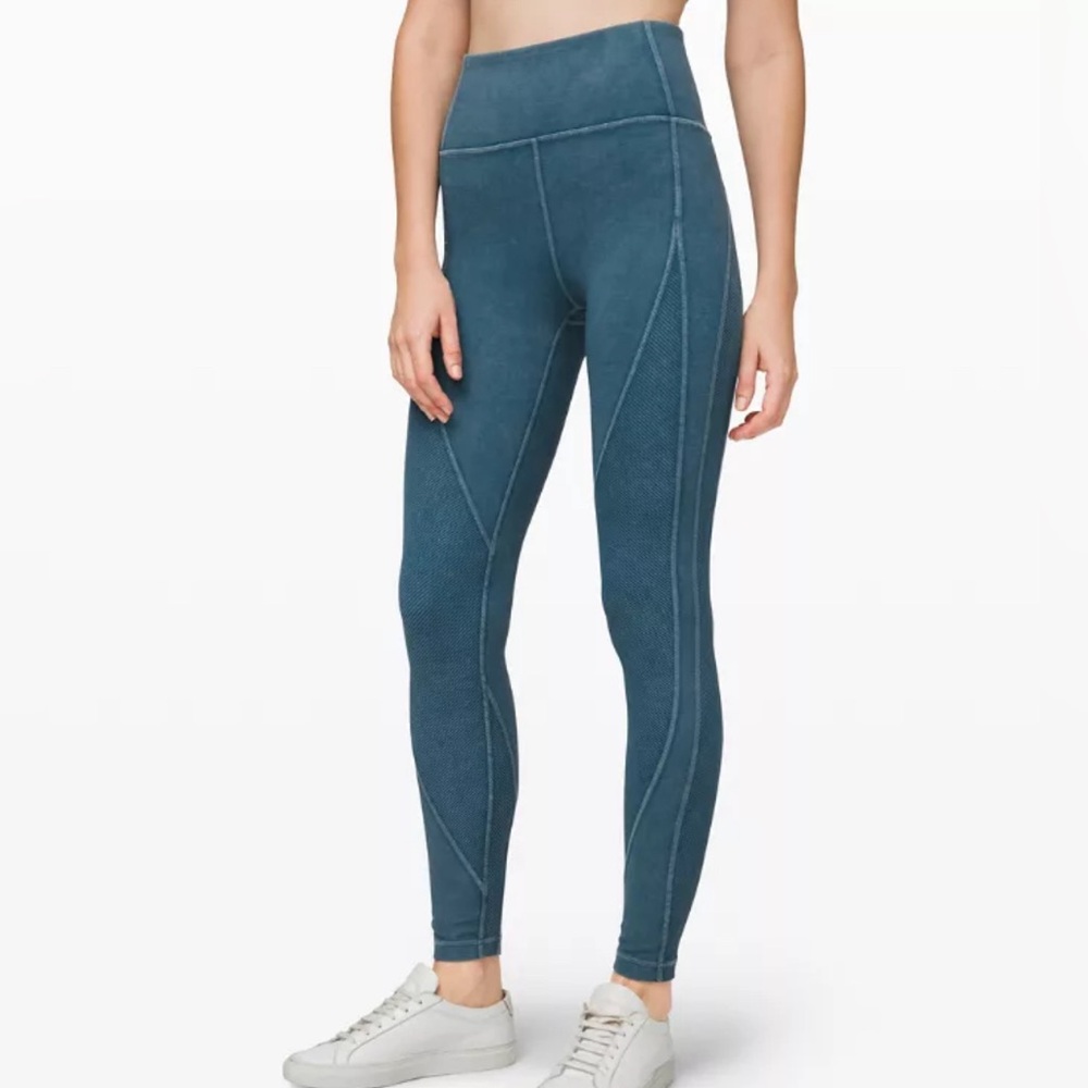 Lululemon Wunder Under HR Tight *Snow‎ Washed Ribbed 28" Washed Night Diver